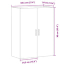 vidaXL kézműves tölgy színű fali szekrény 69,5x34x90 cm