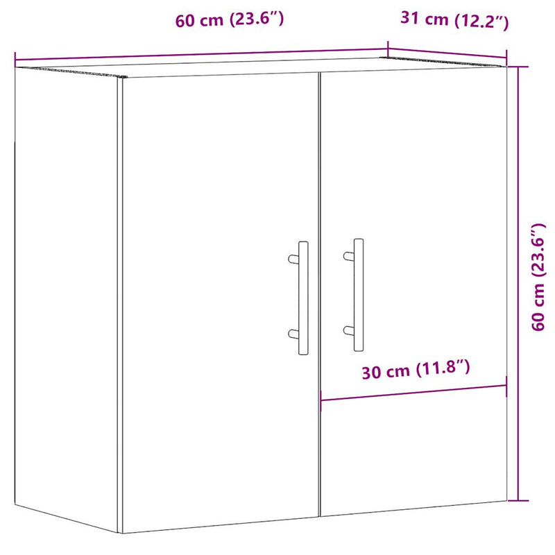 vidaXL antik fa színű szerelt fa faliszekrény 60 x 31 x 60 cm