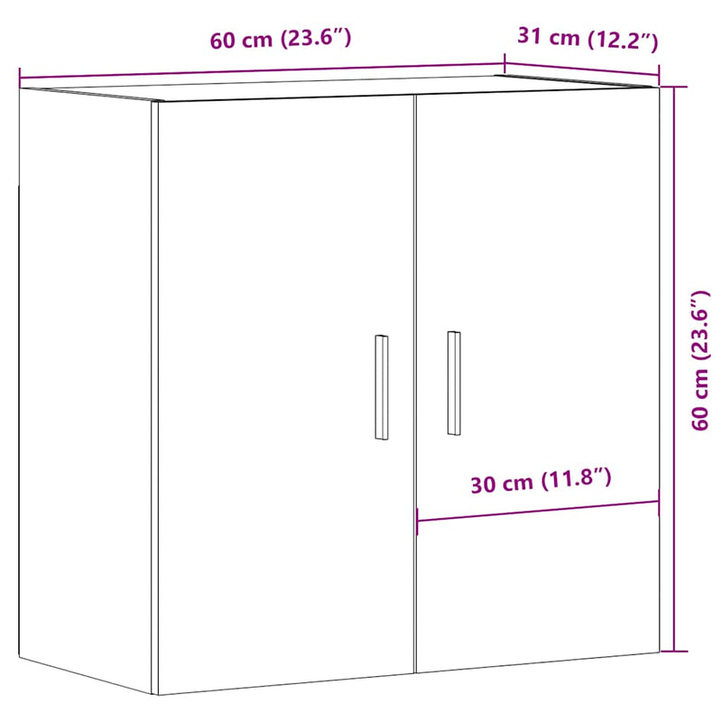 vidaXL antik fa színű szerelt fa faliszekrény 60 x 31 x 60 cm