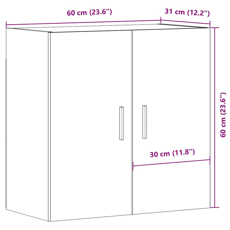 vidaXL kézműves tölgy színű szerelt fa faliszekrény 60 x 31 x 60 cm