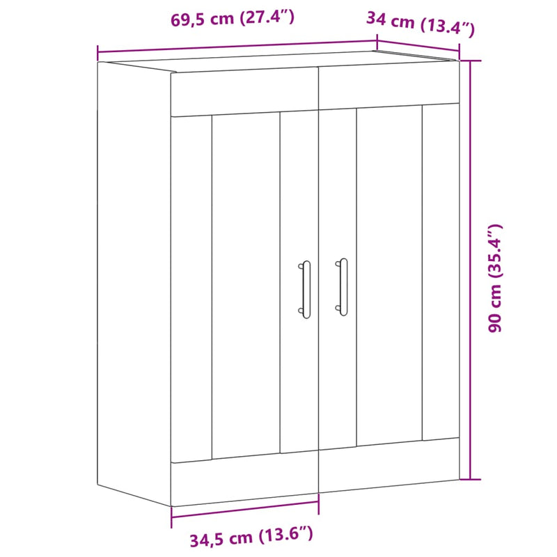 vidaXL antik fa színű szerelt fa tálalószekrény 69,5 x 34 x 90 cm