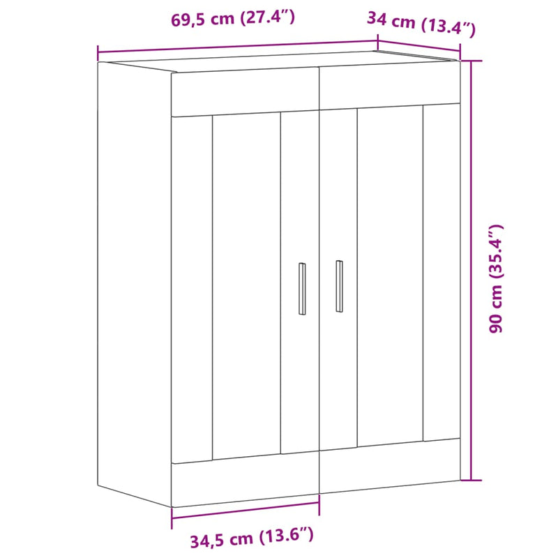 vidaXL antik fa színű szerelt fa fali szekrény 69,5 x 34 x 90 cm