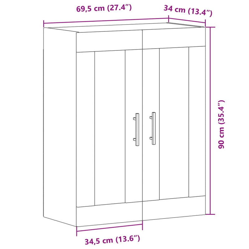 vidaXL antik fa színű szerelt fa fali szekrény 69,5 x 34 x 90 cm