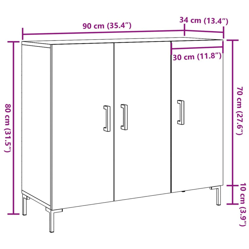 vidaXL antik fa színű szerelt fa tálalószekrény 90 x 34 x 80 cm