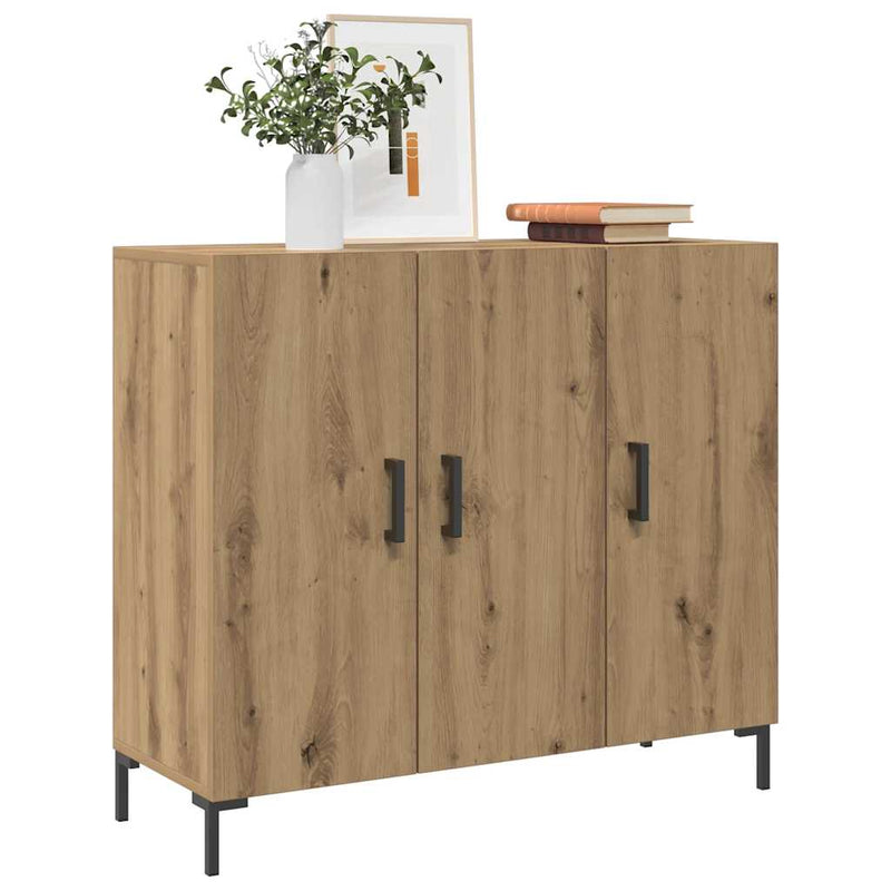 vidaXL kézműves tölgy színű szerelt fa tálalószekrény 90 x 34 x 80 cm