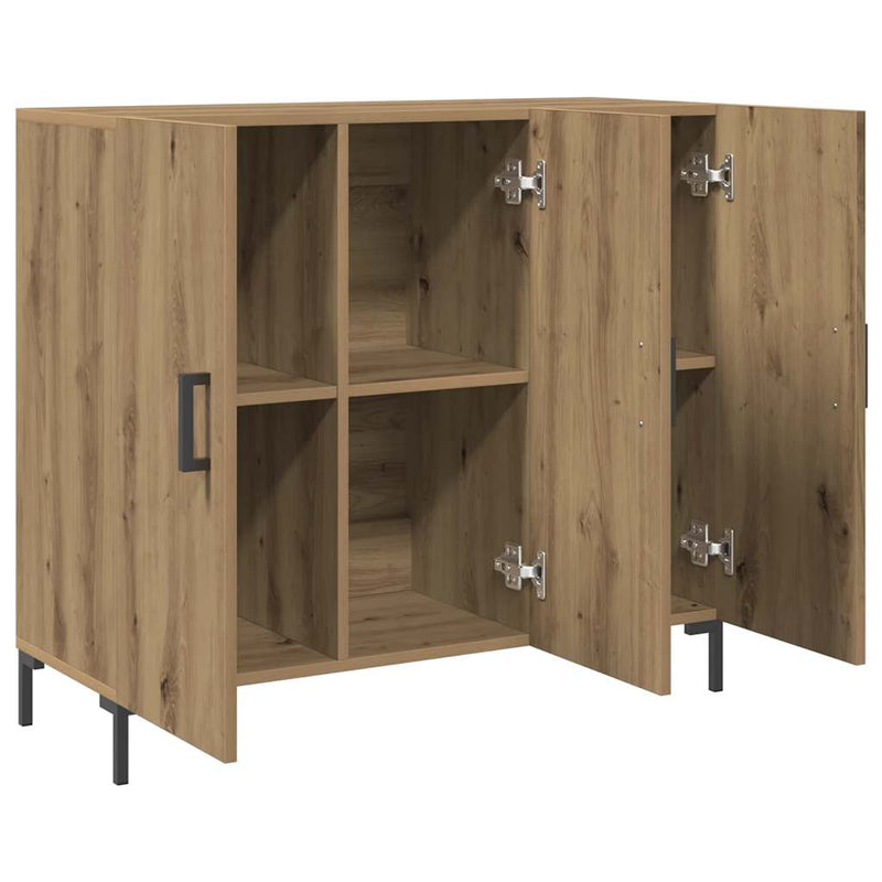 vidaXL kézműves tölgy színű szerelt fa tálalószekrény 90 x 34 x 80 cm