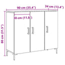 vidaXL kézműves tölgy színű szerelt fa tálalószekrény 90 x 34 x 80 cm