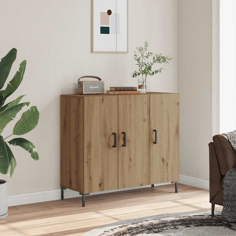 vidaXL kézműves tölgy színű szerelt fa tálalószekrény 90 x 34 x 80 cm