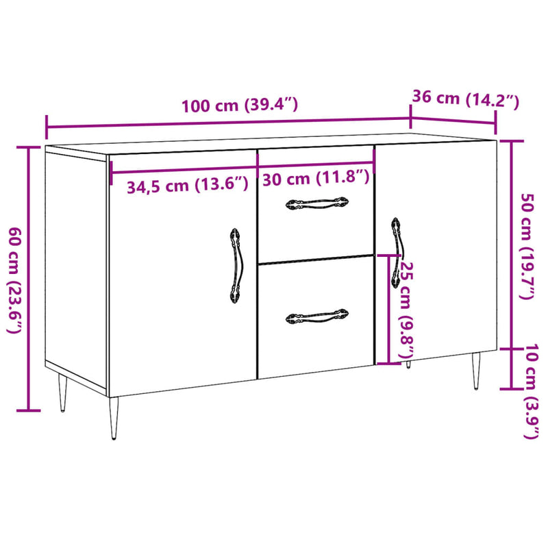 vidaXL antik fa színű szerelt fa tálalószekrény 100 x 36 x 60 cm