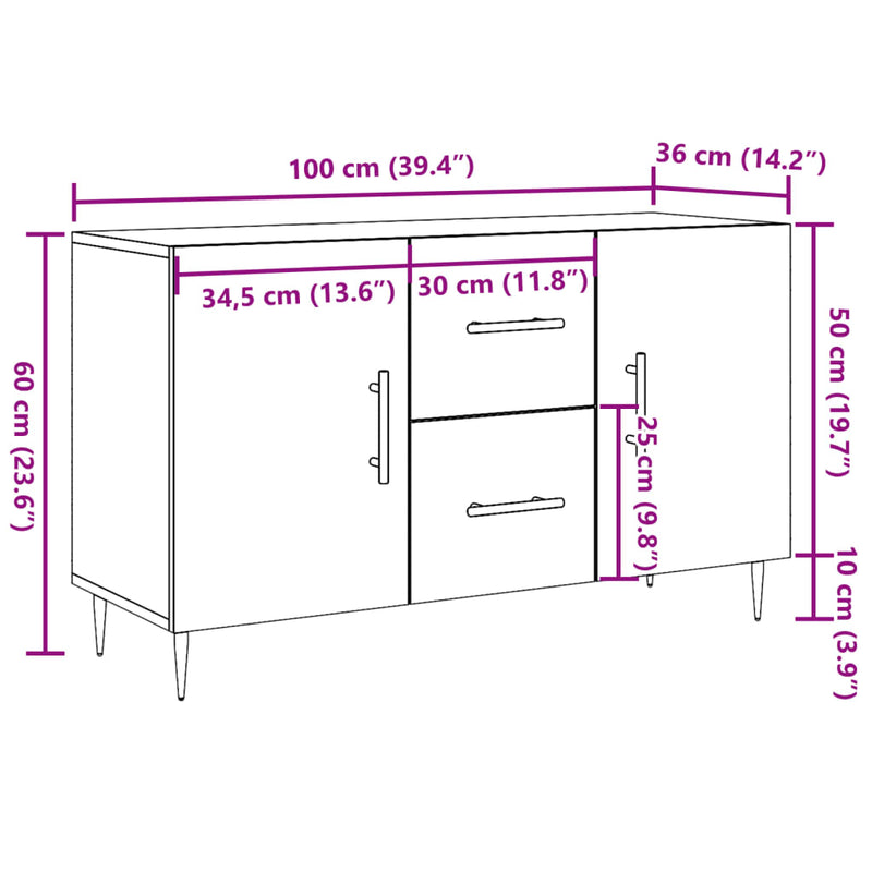 vidaXL antik fa színű szerelt fa tálalószekrény 100 x 36 x 60 cm