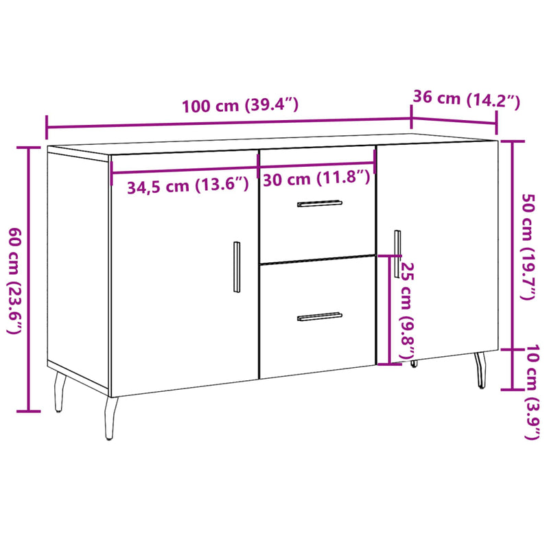 vidaXL antik fa színű szerelt fa tálalószekrény 100 x 36 x 60 cm