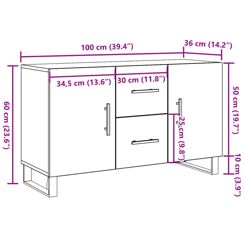 vidaXL antik fa színű szerelt fa tálalószekrény 100 x 36 x 60 cm