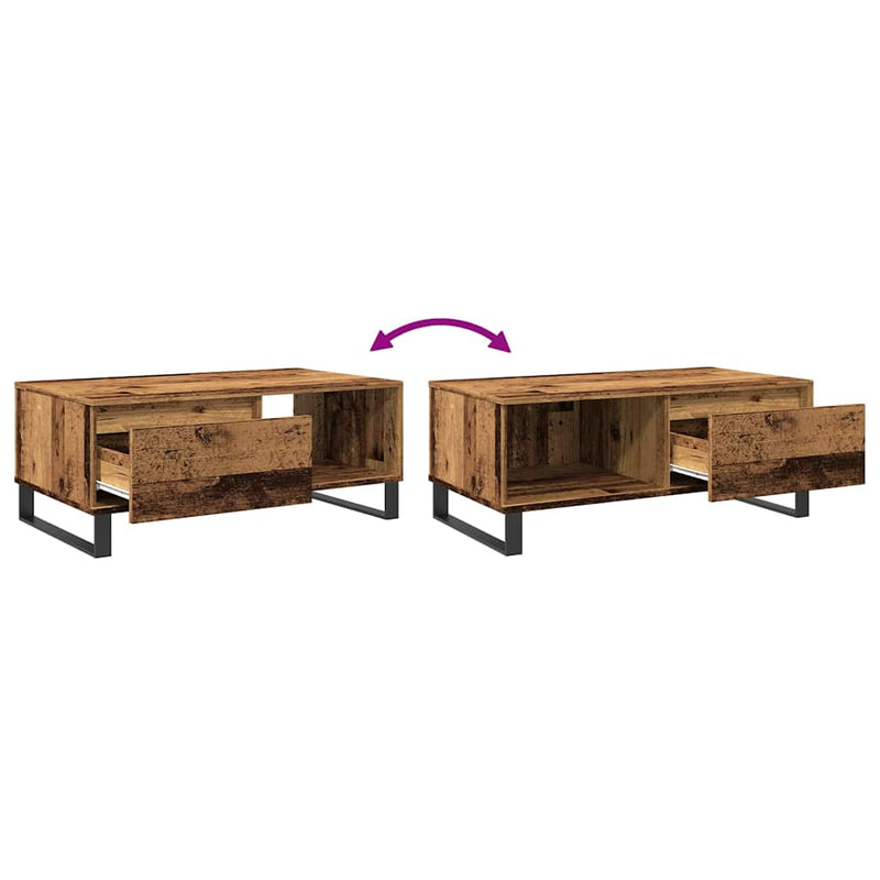 vidaXL antik fa színű szerelt fa dohányzóasztal 90 x 50 x 36,5 cm