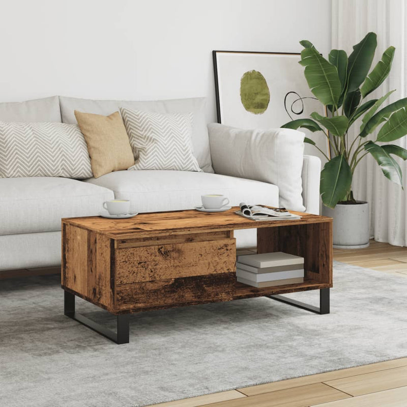vidaXL antik fa színű szerelt fa dohányzóasztal 90 x 50 x 36,5 cm