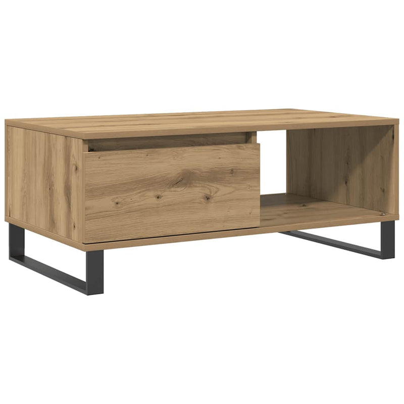 vidaXL kézműves tölgy színű szerelt fa dohányzóasztal 90x50x36,5 cm