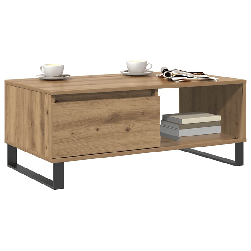 vidaXL kézműves tölgy színű szerelt fa dohányzóasztal 90x50x36,5 cm