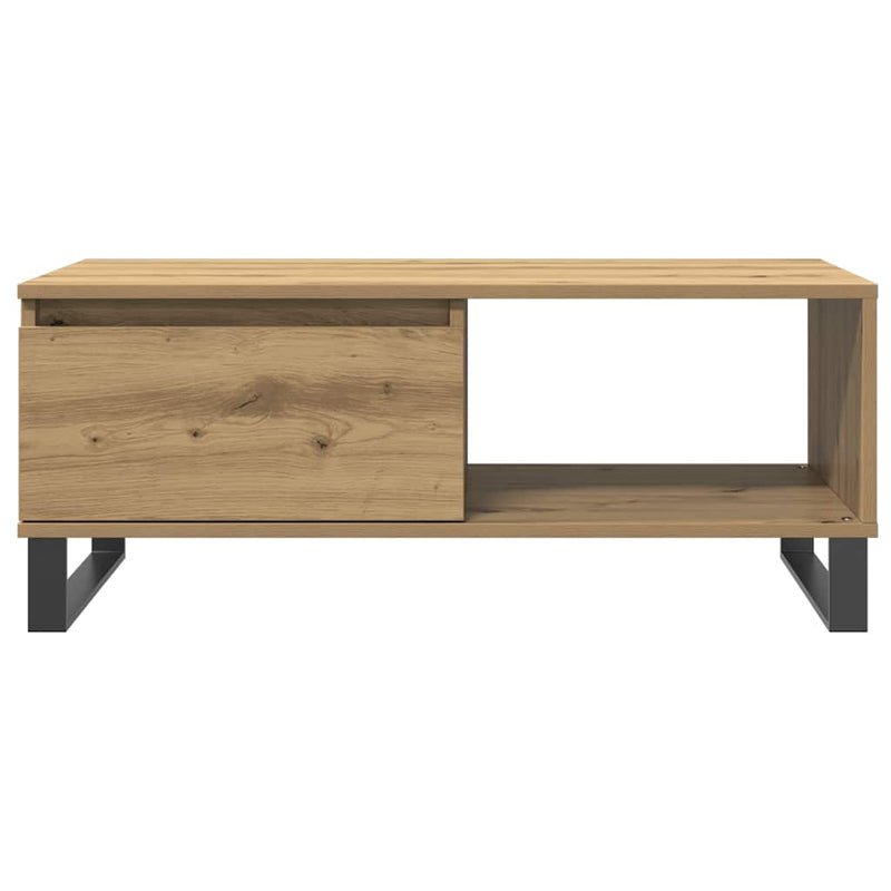 vidaXL kézműves tölgy színű szerelt fa dohányzóasztal 90x50x36,5 cm