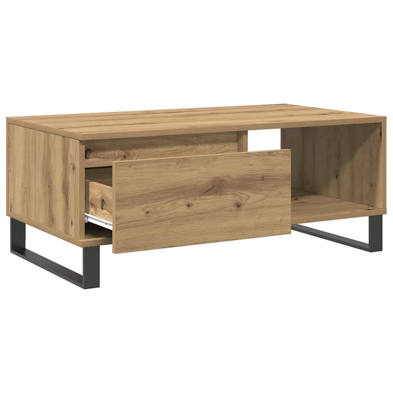 vidaXL kézműves tölgy színű szerelt fa dohányzóasztal 90x50x36,5 cm
