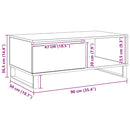 vidaXL kézműves tölgy színű szerelt fa dohányzóasztal 90x50x36,5 cm