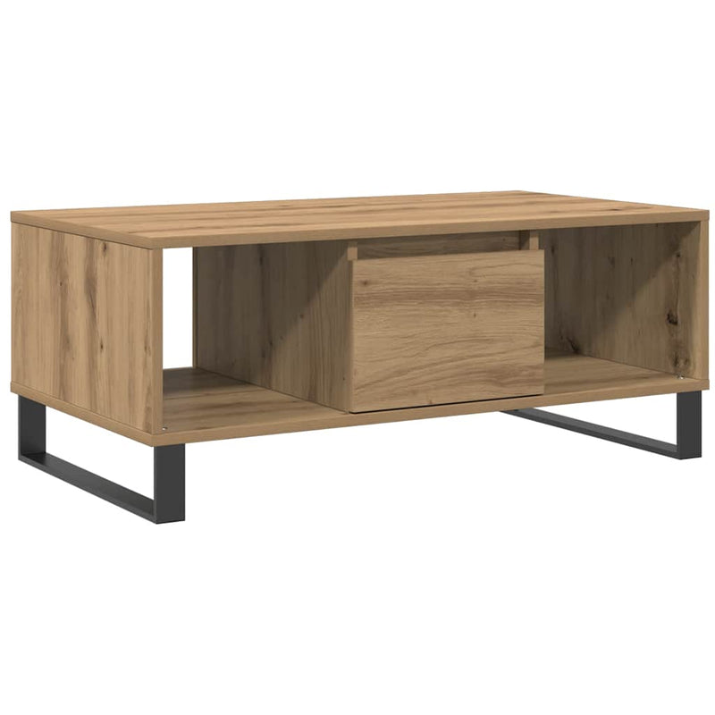 vidaXL kézműves tölgy színű szerelt fa dohányzóasztal 90x50x36,5 cm