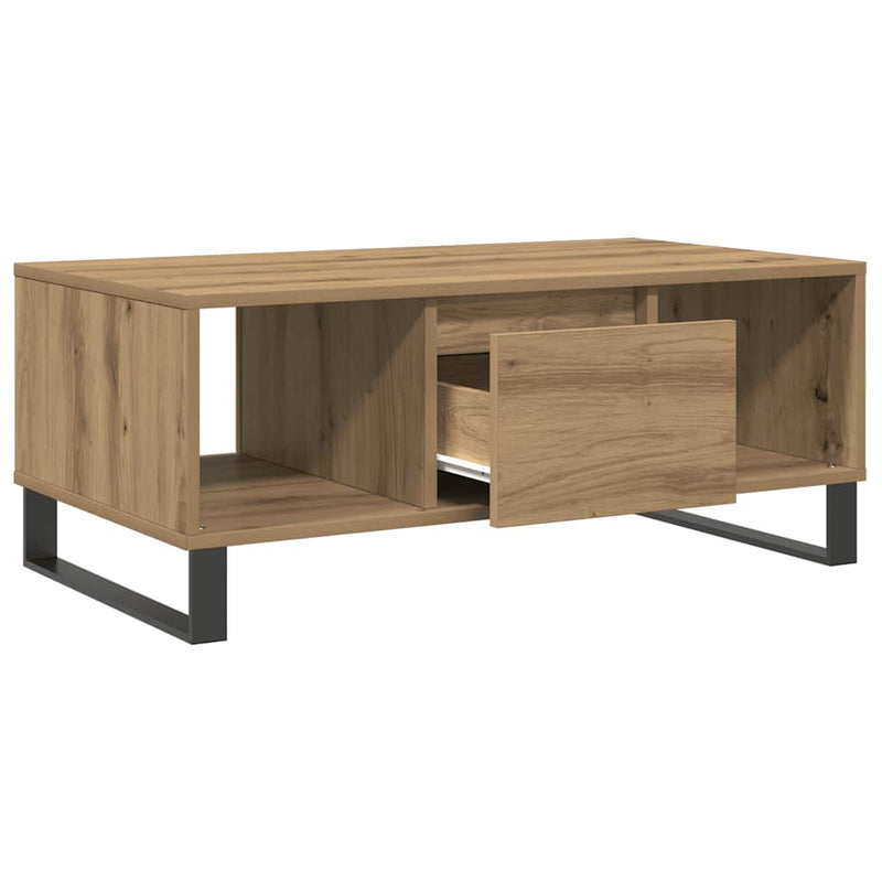 vidaXL kézműves tölgy színű szerelt fa dohányzóasztal 90x50x36,5 cm