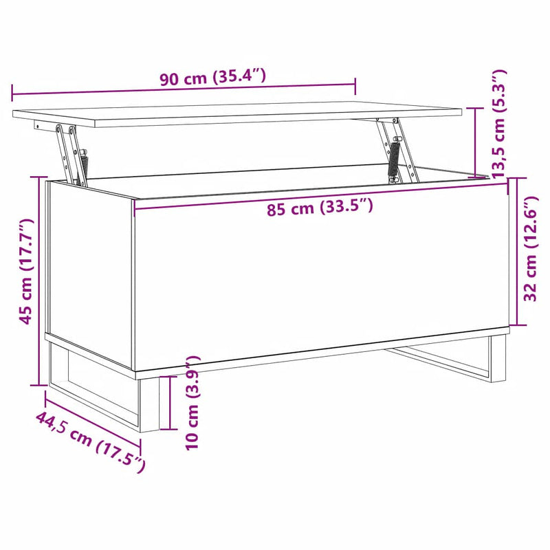 vidaXL antik fa színű szerelt fa dohányzóasztal 90 x 44,5 x 45 cm