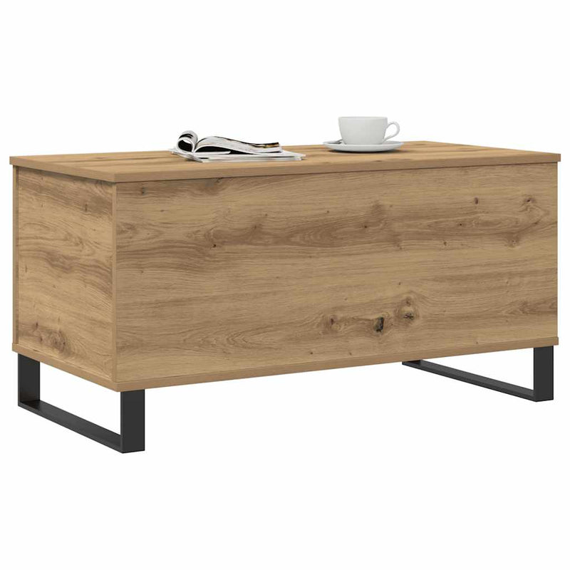 vidaXL kézműves tölgy színű szerelt fa dohányzóasztal 90x44,5x45 cm