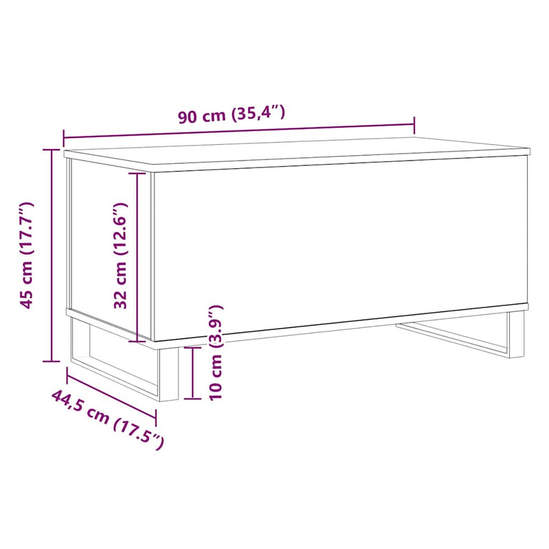 vidaXL kézműves tölgy színű szerelt fa dohányzóasztal 90x44,5x45 cm