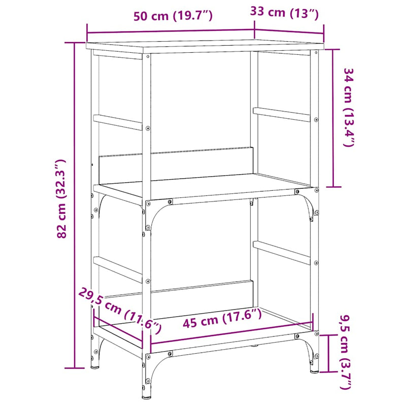 vidaXL antik fa színű szerelt fa könyvszekrény 50 x 33 x 82 cm