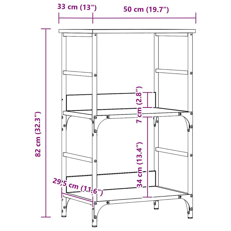 vidaXL kézműves tölgy színű szerelt fa könyvszekrény 50x33x82 cm