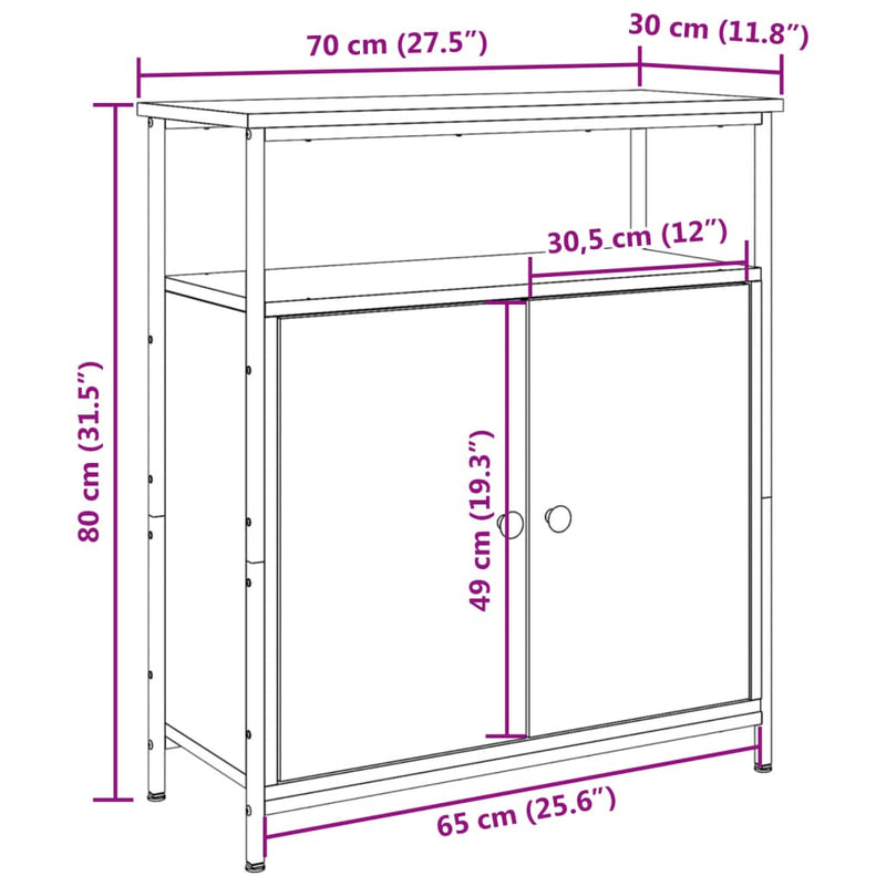 vidaXL antik fa színű szerelt fa tálalószekrény 70 x 30 x 80 cm