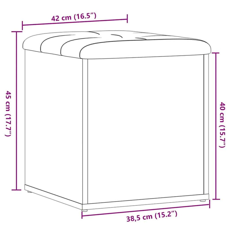 vidaXL tárolópad kézműves tölgy 42 x 42 x 45 cm szerelt fa