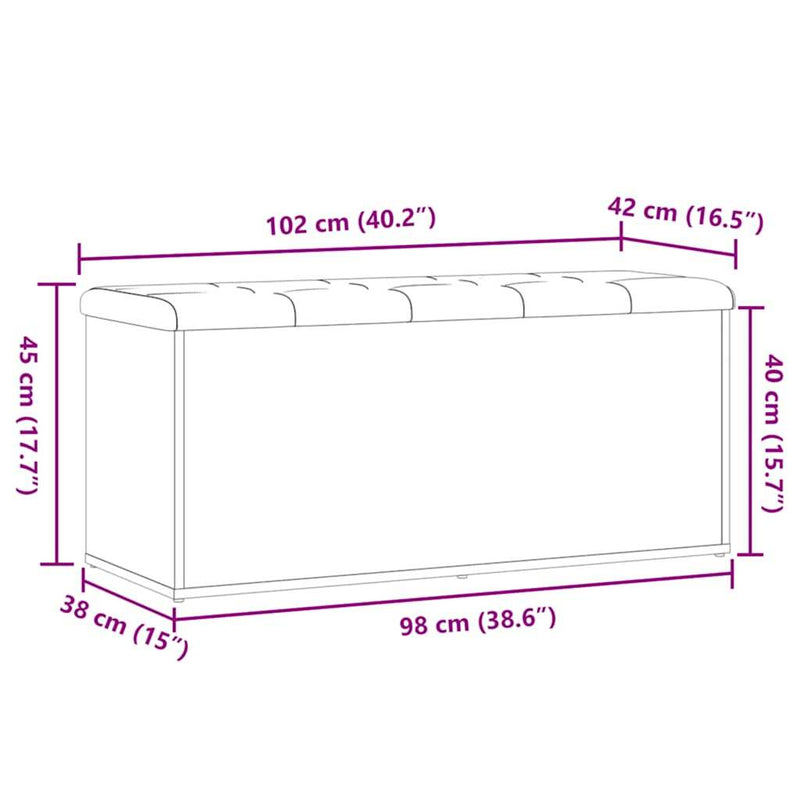 vidaXL kézműves tölgyfa tárolópad 102 x 42 x 45 cm rétegelt fából