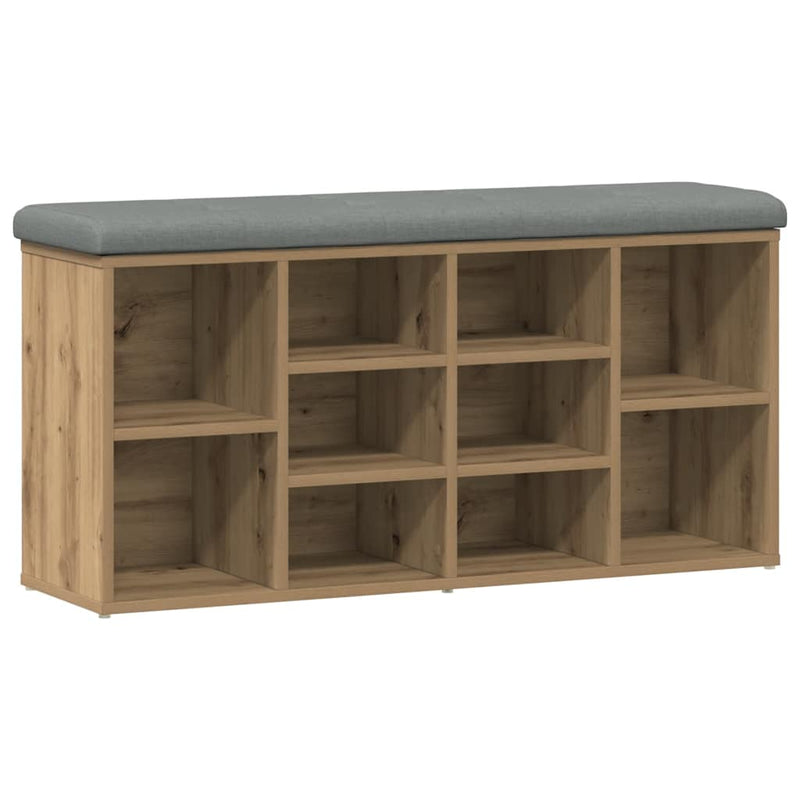 vidaXL kézműves tölgy szerelt fa cipőtároló pad 102x32x50 cm