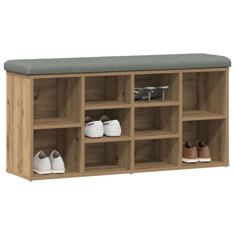 vidaXL kézműves tölgy szerelt fa cipőtároló pad 102x32x50 cm