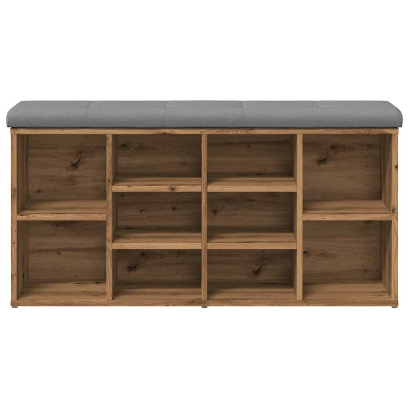 vidaXL kézműves tölgy szerelt fa cipőtároló pad 102x32x50 cm