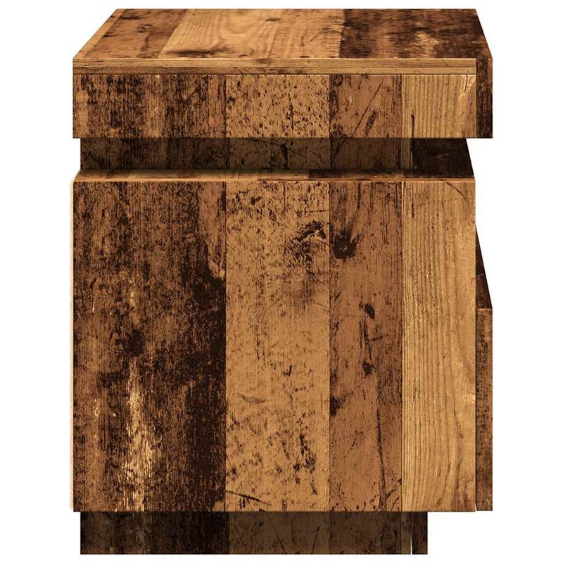 vidaXL 2 db antik fa színű éjjeliszekrény LED-fényekkel 40x39x48,5 cm