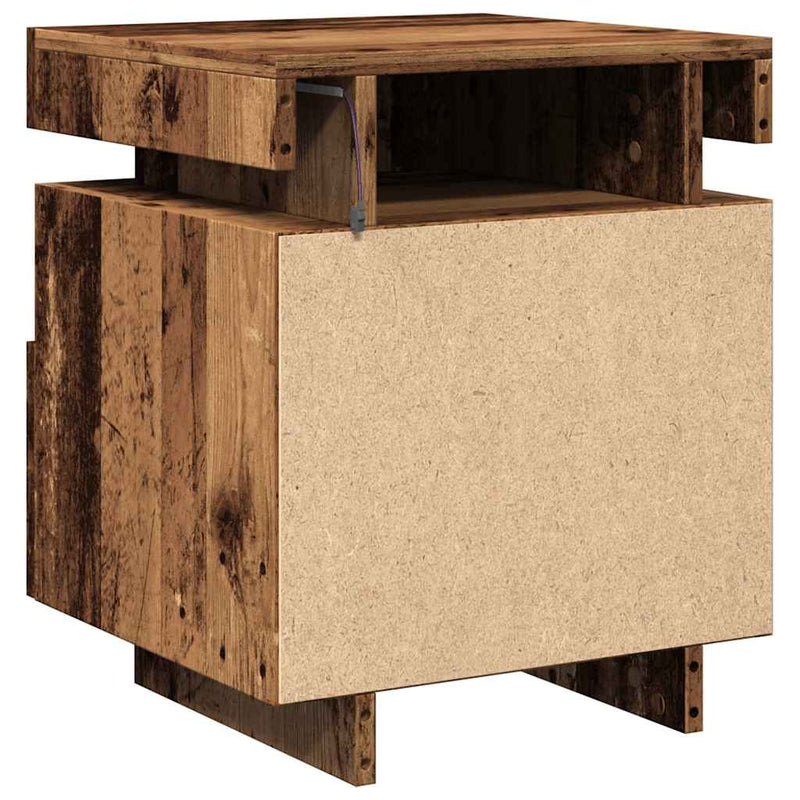 vidaXL 2 db antik fa színű éjjeliszekrény LED-fényekkel 40x39x48,5 cm