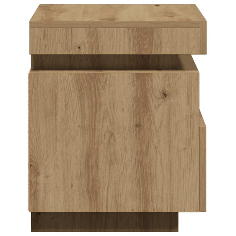 vidaXL 2 db kézműves tölgy éjjeliszekrény LED-fényekkel 40x39x48,5 cm