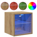 vidaXL kézműves tölgy színű fali TV-szekrény LED-ekkel 30x28,5x30 cm