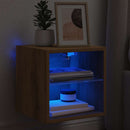 vidaXL kézműves tölgy színű fali TV-szekrény LED-ekkel 30x28,5x30 cm