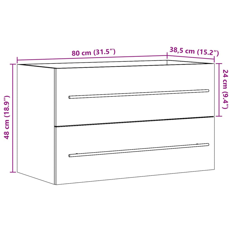 vidaXL antik fa színű szerelt fa mosdószekrény 80 x 38,5 x 48 cm