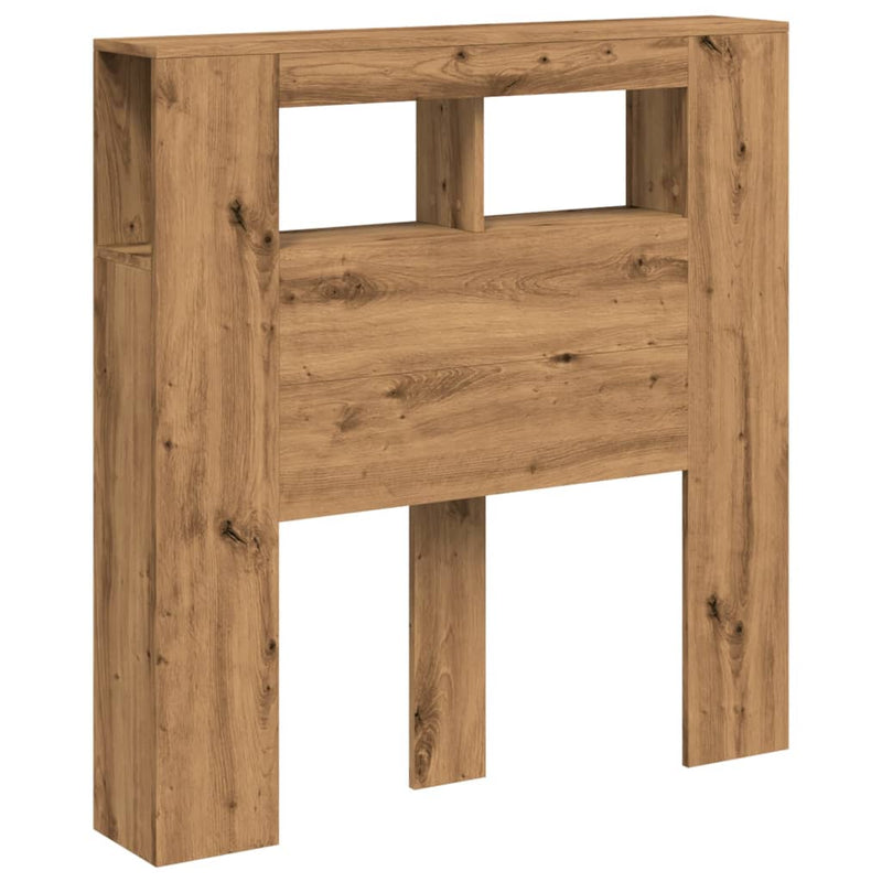 vidaXL kézműves tölgyszínű szerelt fa LED-es fejtámla 100x18,5x103,5cm