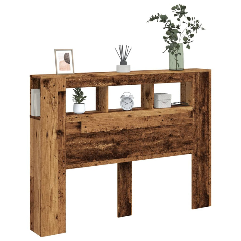 vidaXL antik fa színű szerelt fa LED-es fejtámla 140x18,5x103,5 cm