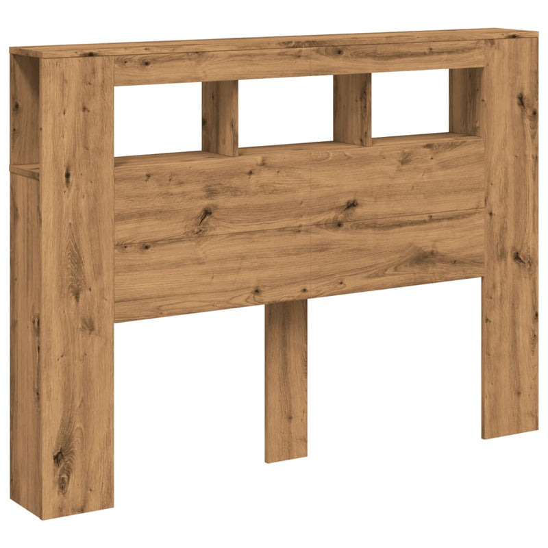 vidaXL kézműves tölgyszínű szerelt fa LED-es fejtámla 140x18,5x103,5cm