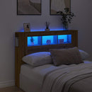vidaXL kézműves tölgyszínű szerelt fa LED-es fejtámla 140x18,5x103,5cm