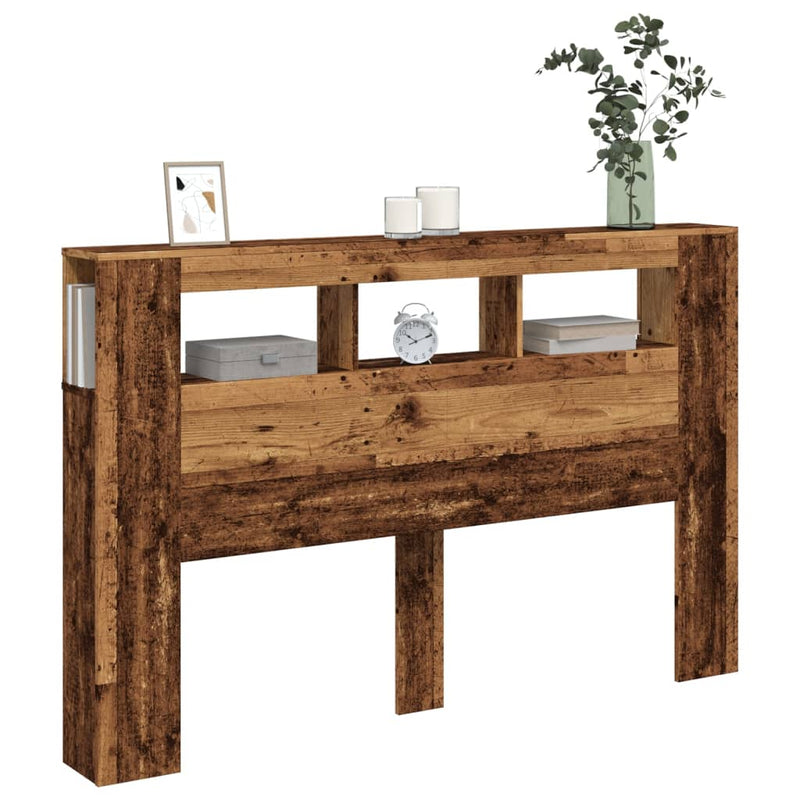 vidaXL antik fa színű szerelt fa LED-es fejtámla 160x18,5x103,5 cm