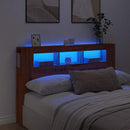 vidaXL kézműves tölgyszínű szerelt fa LED-es fejtámla 160x18,5x103,5cm