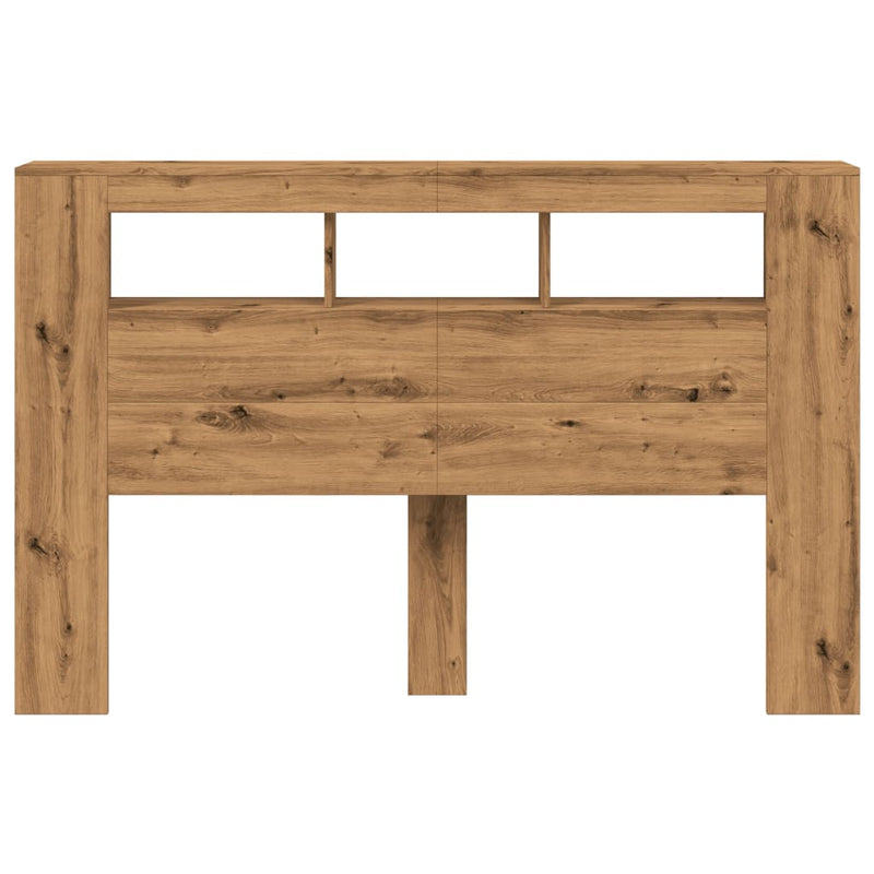 vidaXL kézműves tölgyszínű szerelt fa LED-es fejtámla 160x18,5x103,5cm
