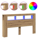 vidaXL kézműves tölgyszínű szerelt fa LED-es fejtámla 180x18,5x103,5cm